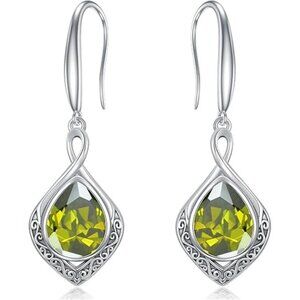 03-August Birthstone Celtic Knot Filigree 925 Silver Infinity Earrings